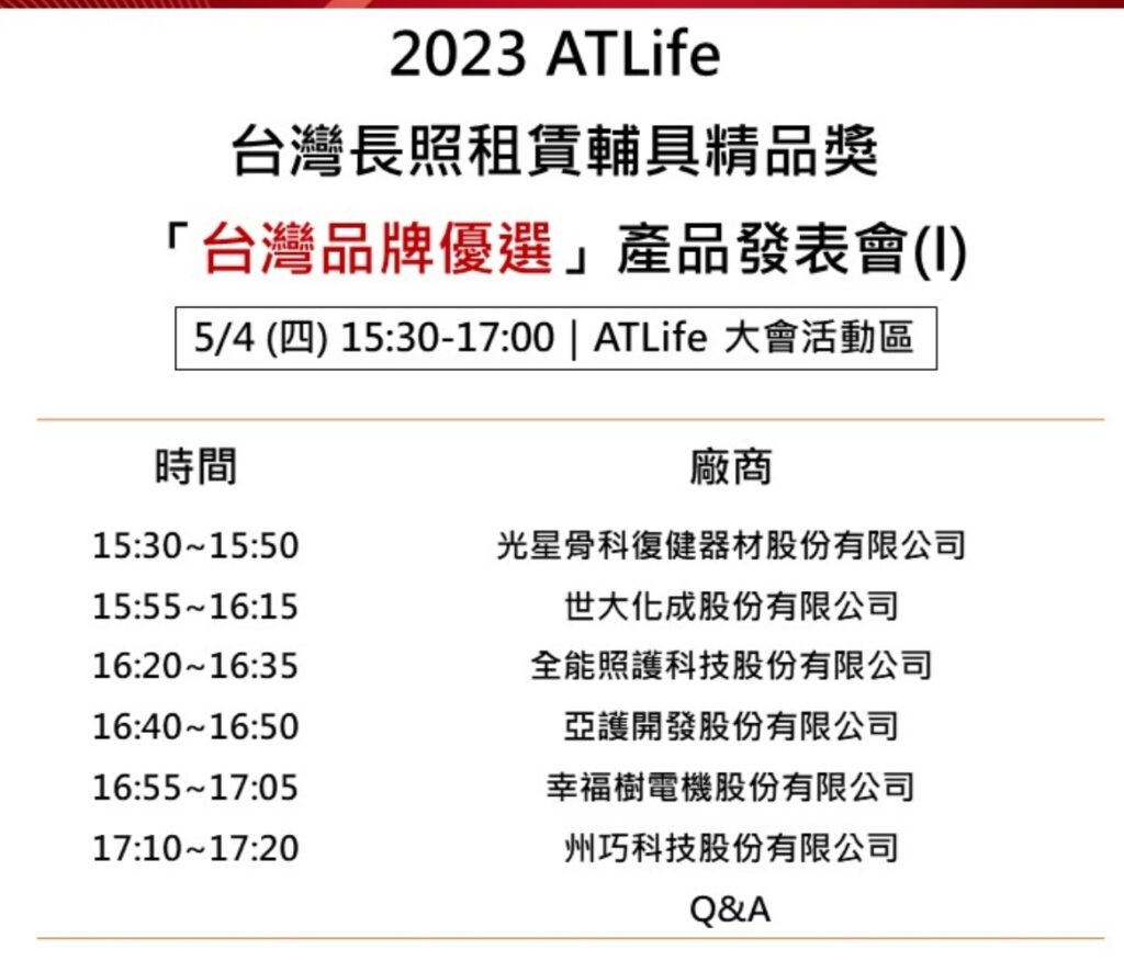 ATLife 2023 長照租賃輔具精品獎「台灣品牌優選」產品發表會 活動剪影